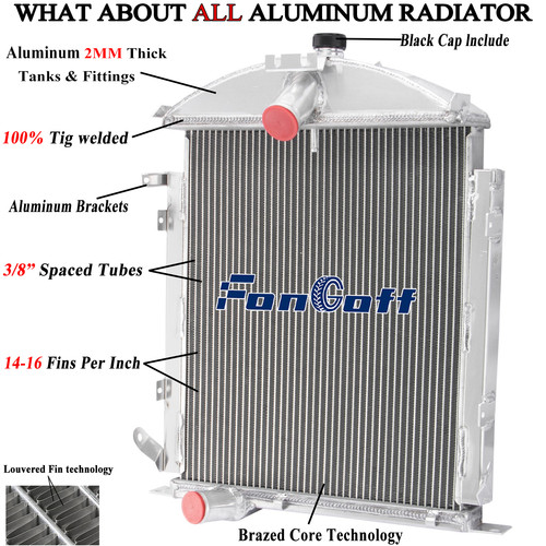 3 Row Aluminum Radiator fits 1928 1929 Ford Model A Heavy Duty L4 3.3L ...