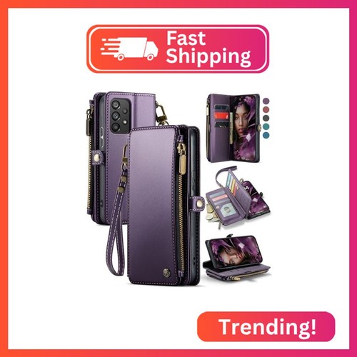 Defencase for Samsung Galaxy A53 5G Wallet Case with Card Holder, Purple