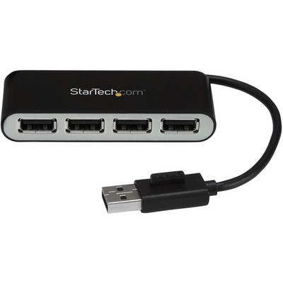 StarTech.com 4 Port USB 2.0 Hub - Bus 0.6'' x 0.9'' x 3.2'', Black, Silver 