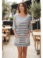 MARC BY MARC JACOBS Striped Gray Drawstring Waist Pockets Dress Size Small