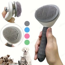 One-Click Pet Hair Removal Comb, Self-Cleaning Slicker Brush for Dogs  Cats