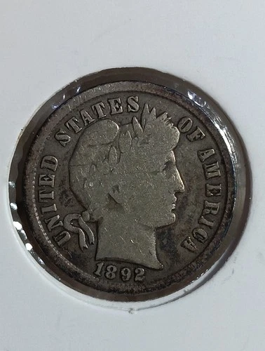 1892 - United States - Barber 10C Dime - First Year Silver .900 🇺🇸 Item F12L7