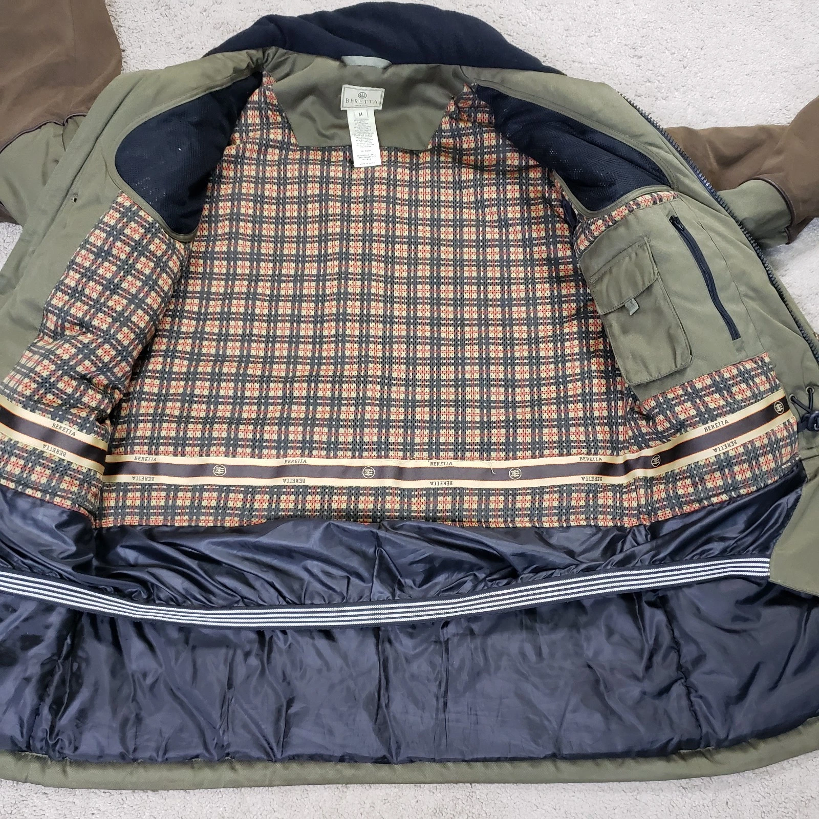 Beretta Coat Men M Green Brown Hunting Shooting Utility Jacket Pockets Lined - product detail image 2