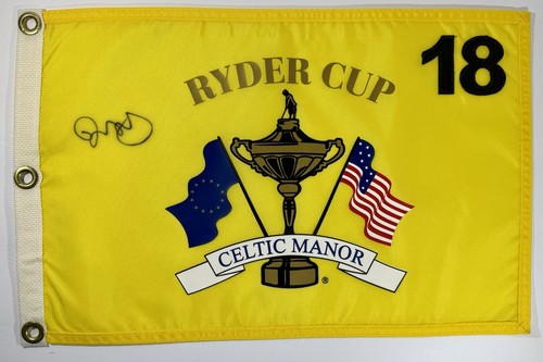 Rory Mcilroy signed Ryder Cup Flag 2010 Celtic Manor golf Beckett loa
