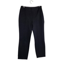 Quince Ultra-Stretch Ponte Straight Leg Pants Black Petite Medium Side Zip Seam