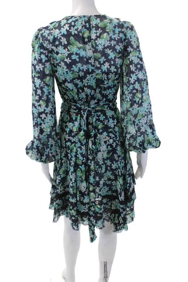 Mini Vestido Floral Zimmermann Para Mujer Mangas Largas Encaje Envolvente Talla 1 Foto 3 de 4