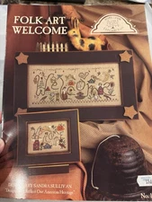 Sandra Sullivan FOLK ART WELCOME Homespun Elegance Cross Stitch Pattern OOP