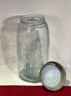 GREAT EARLY CA 1909 PATENT 1858 BLUE GLASS MASON JAR / MOORE BROS GLASS CO