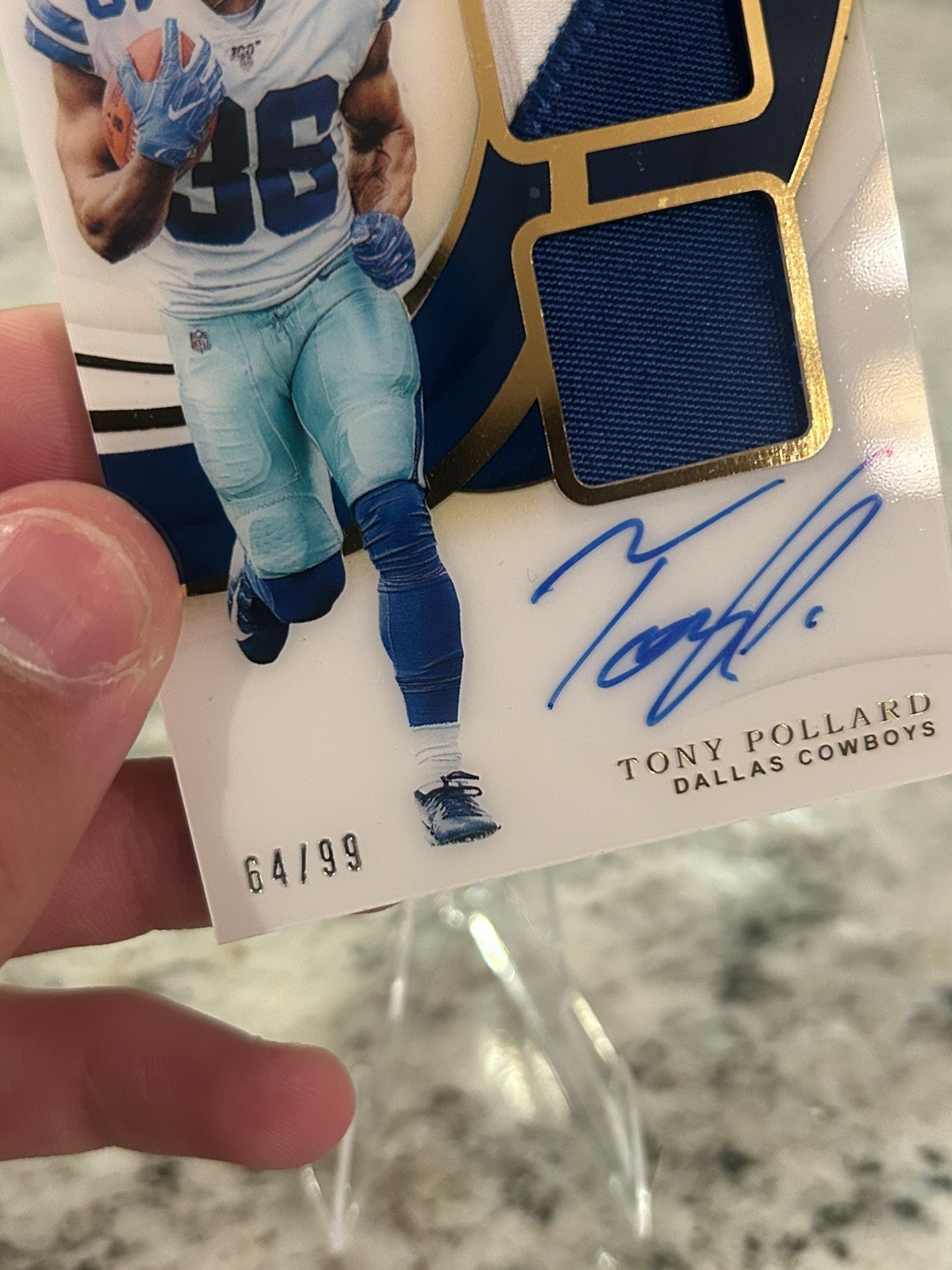 2019 Panini Immaculate Collection -Tony Pollard Dual Patch Rc Auto /99!! view 3