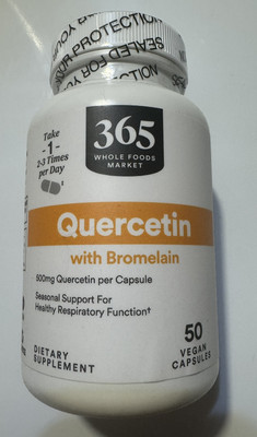 365 By WFM Quercetin with Bromelain 500mg, Vegan, 50 Count. Exp - 07/2027