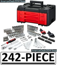 242-Piece CRAFTSMAN Mechanics SAE Metric Tool Set With Hard Case Polished Chrome