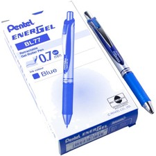 BL77-CO Energel Retractable Gel Pens with 0.7mm Tip, Pack of 12 - Blue Style