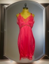 Vtg Penneys Gaymode Colorful Double Nylon Lace Trim Full Slip Nightgown 38 Avg