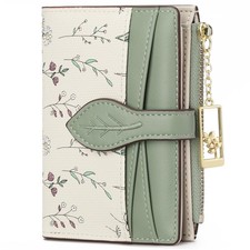 Small Wallets for Women RFID Blocking Bifold Card Holder Floral Vegan Leather