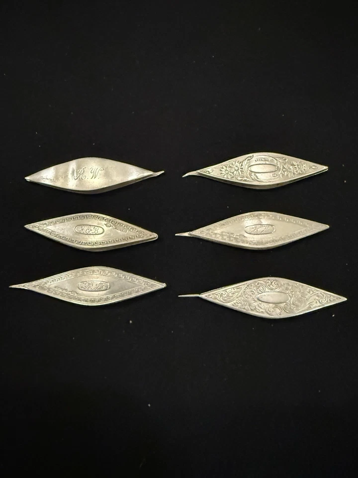 Antiguo lote de lanzadera de plata esterlina - monograma y sin monograma - ¡6 en total! Foto 2 de 4