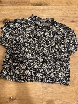 Girls Floral Cotton Blouse Long Sleeve Size 4/5