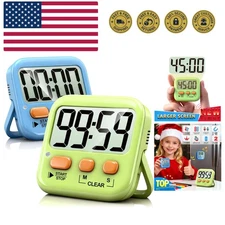 Portable Digital Timers for Cooking & Classroom - 2 Pack with Magnetic Backing