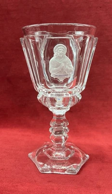 BACCARAT LE CREUSOT VERRE A PIED CRISTAL CRISTALLO CERAME RELIGION CATHOLIQUE A - Photo 1/4