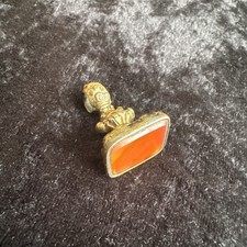 antique victorian metal wax seal fob