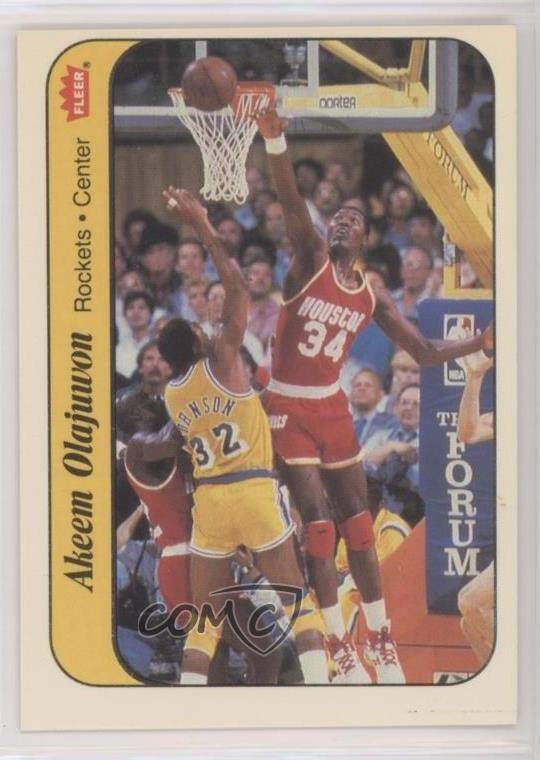 1986-87 Fleer Stickers Hakeem Olajuwon #9 Rookie RC HOF 04dh