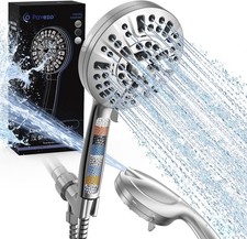Pavezo High Pressure Shower Head Handheld 5" Large, Extra Long 60" SS Hose 10-