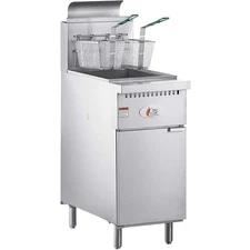 Natural Gas 50 lb. Stainless Steel Open Pot Floor Fryer - 120,000 BTU