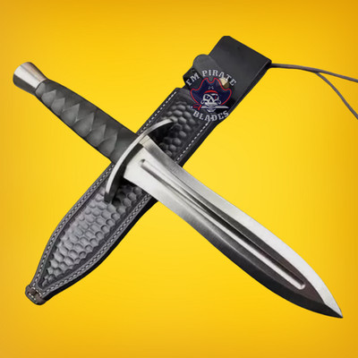CUSTOM HANDMADE D2 STEEL HUNTING DAGGER & BOWIE KNIFE MICARTA HANDLE+SHEATH