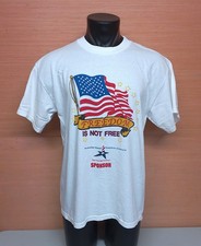 Freedom Is Not Free American Flag Patriotic Theme White T-Shirt Adult Size Large
