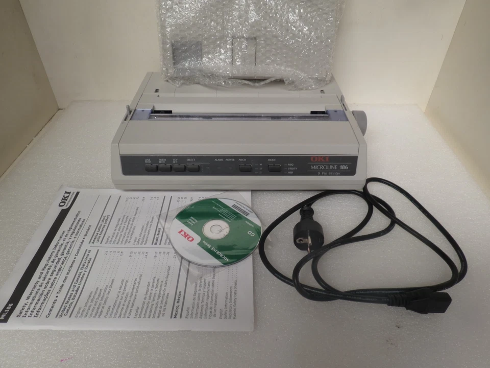 OKIDATA 62422401 OKI MICROLINE 186 Dot Matrix Printer WITH EUROPEAN POWER CORD - Image 3 of 4