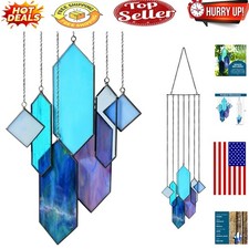 Elegant Blue Stained Glass Suncatcher Set