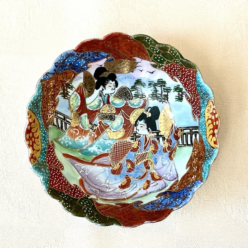 Antique Nippon Hand Painted Japanese Porcelain Meiji Period Geisha 1900-12 Bowl