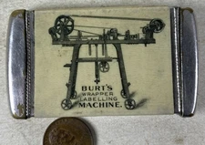Antique Advertising Match Safe Burt's Wrapper Labelling Machine Baltimore, MD