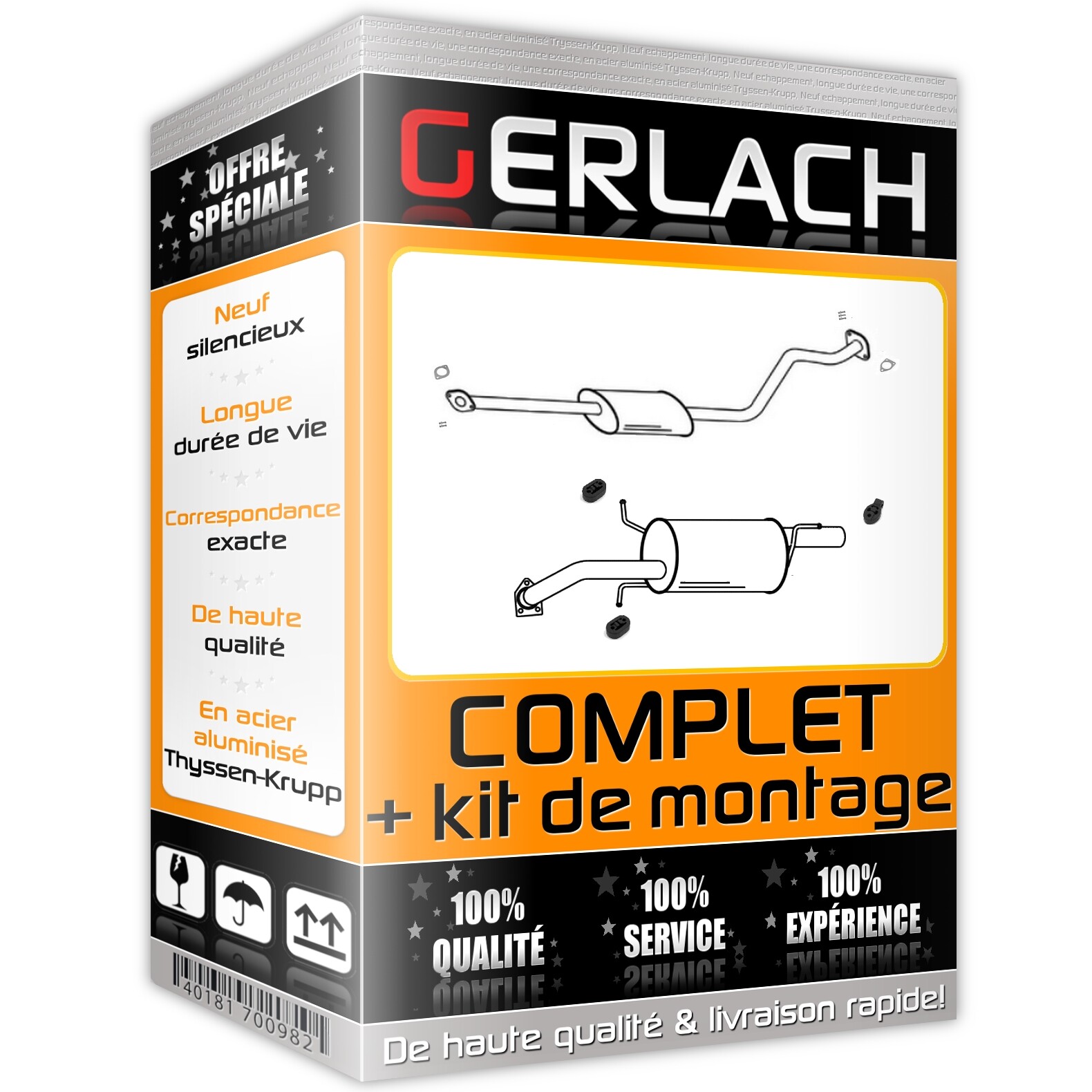 Silencieux echappement Mitsubishi Lancer 2.0i 16V à flux optimisé acier F134