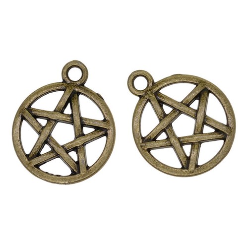 50 Pcs Tibetan Bronze Alloy Pentacle Jewelry DIY Making Charms - Picture 6 of 7