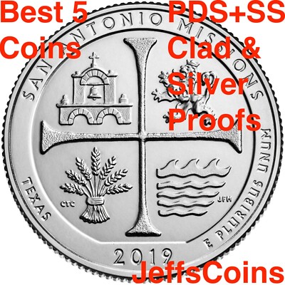 2019 PDSSS San Antonio Missions TX Park Quarter Clad &.99 Silver Proof P D S S S