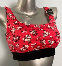 PINK Victoria's Secret Nwt Red Black Logo Ditsy Floral Ultimate Sport Bra Medium