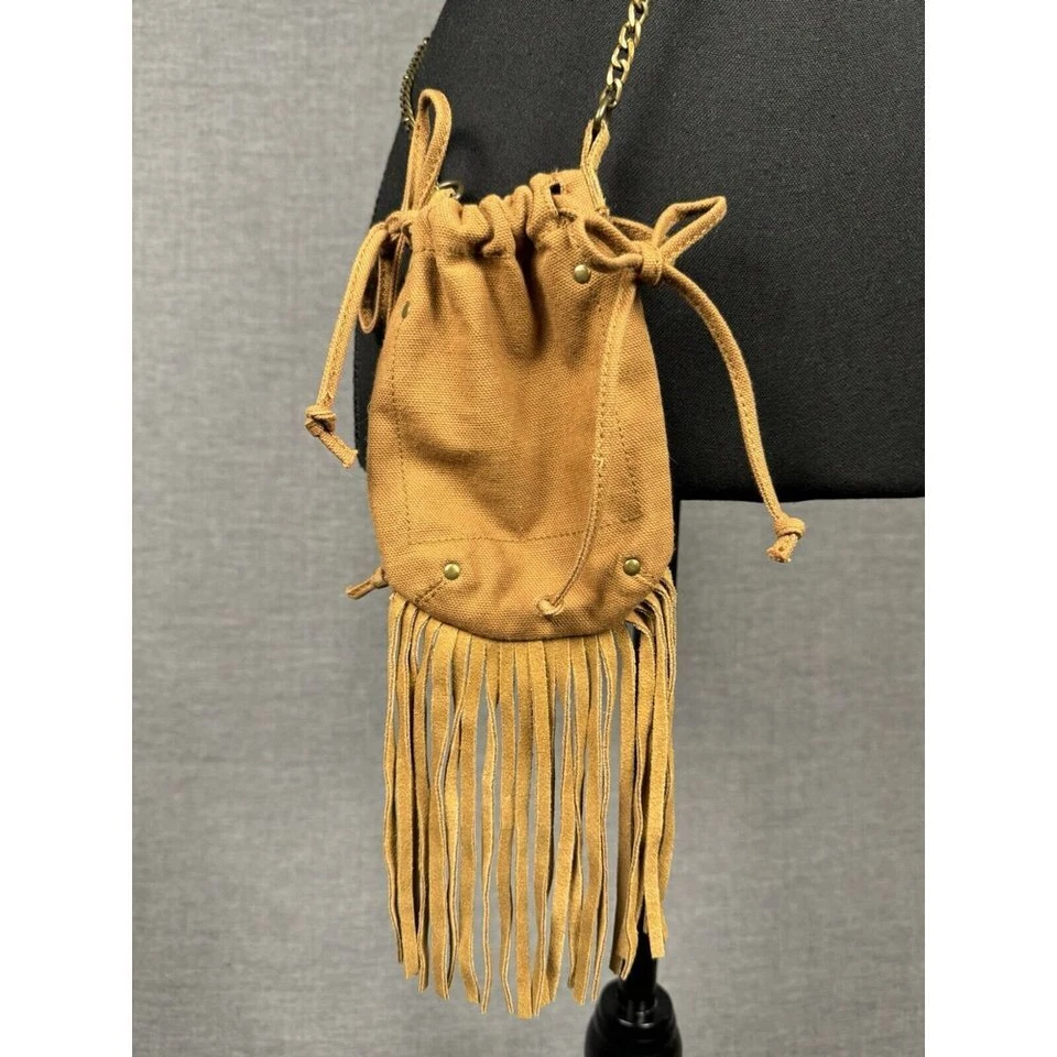 American Eagle Crossbody Bag Pouch Southwest Fringe Drawstring Adjustable - Image 2 of 4