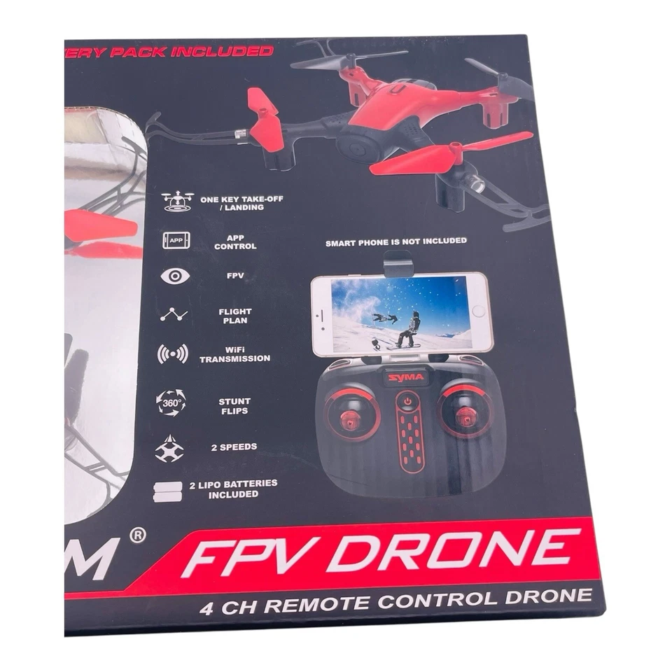 SYMA Sky Phantom FPV Drone 4 CH Remote Control Drone RED, Phone Not Included - Image 4 of 4