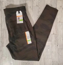 Time & Tru CAMO Jeggings XS S M L XL High Rise Stretch Fitted Pants Brown NEW