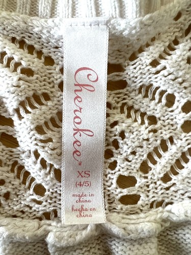 Cherokee Girls Size XS 4/5 Cardigan Sweater Knit Crochet White Lace - Picture 4 of 7