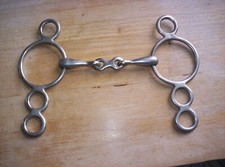 Used 3 Ring Elevator Bit French Link Snaffle 5" Mouth Maker Mark P or B   
