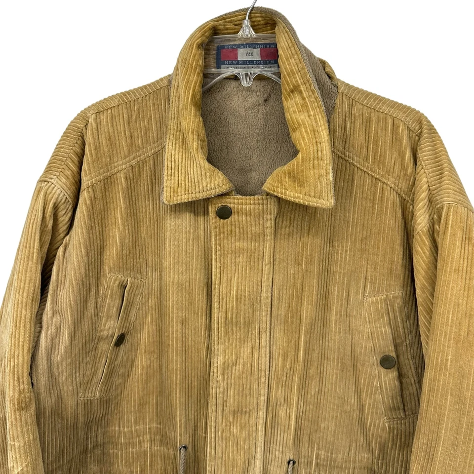 Nueva Chaqueta de Pana Millenium Y2K Para Hombres De Colección Talla Grande Forrada de Vellón Marrón Foto 2 de 4