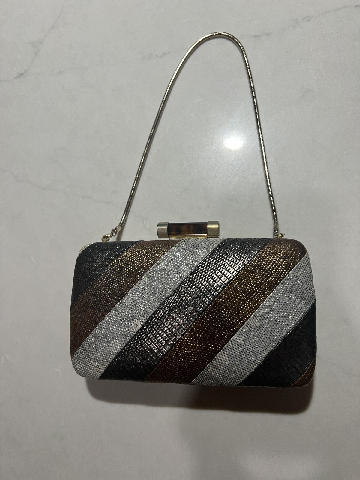 Bally Clutch Python Multicolored Brown Grey 100% … - image 1