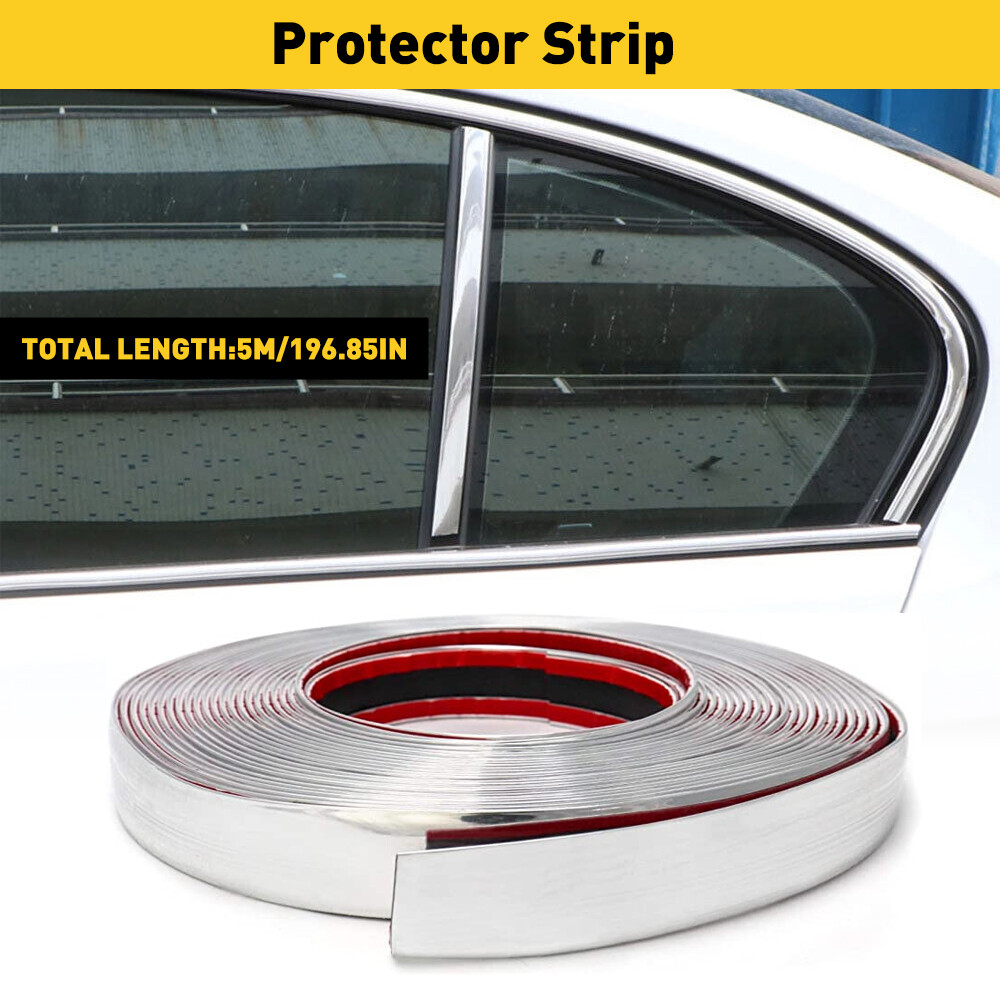 0.8INx16FT Door Window Guard Protector Universal Chrome Car Trim Moulding Strip