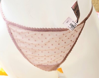 Victorias secret L Rare Vintage Mauve Pink   Tiny Dotted String Thong Panty
