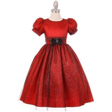 RED Size 4 Flower Girl Glitter Taffeta Dress Birthday Wedding Formal Bridesmaid