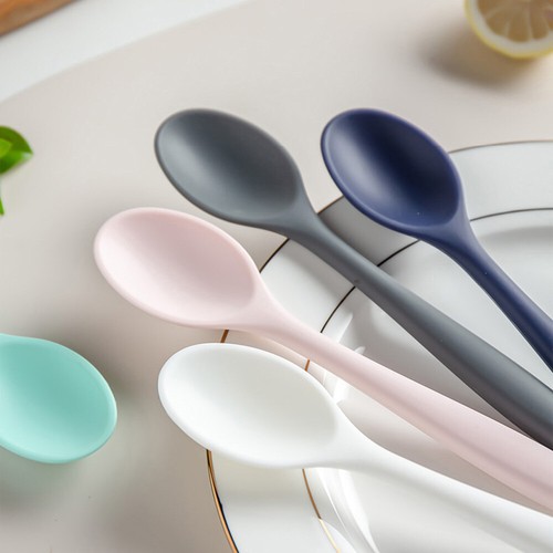 Silicone Dessert Ice Cream Cake Dinnerware Soup Spoon Flatware Stirring Spoon - Picture 4 of 18
