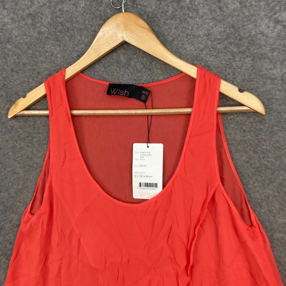 NUEVO Top Wish para mujer 10 seda pequeño transparente sin mangas cuello redondo 7601 Foto 3 de 4