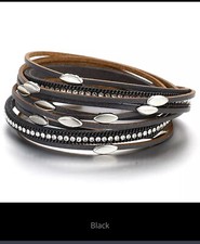 Leather Bracelet For Women With Rhinestones