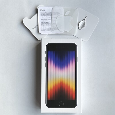 Apple iPhone SE 3rd Gen Midnight 64gb BOX, Inserts, Sticker A2595 MMX53LL/A